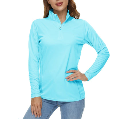 UPF50+ Quick Dry Long Sleeve Performance T-Shirts Womens Sun Protection Running Hiking Fishing Tee Shirts Tops Outdoor
