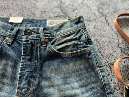 Heavyweight Heavy Washed Denim Jeans for Men Autumn Winter Vintage Selvedge Soft Loose Straight Pants 100% Cotton Y2k Youth Male