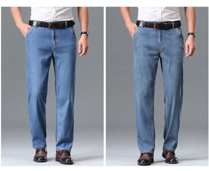 Business Lyocell Jeans Men Summer New Thin Fashion Straight Breathable Brand Pants Male Slim Comfortable  Denim Trousers