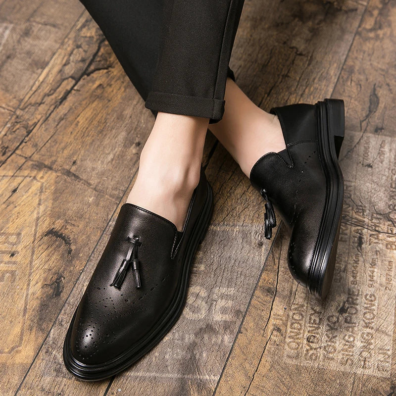 Brand Mens Leather Office Flats Wedding Banquet Luxury Loafers Comfortable Designer Oxfords Business Formal Korean Shoes for Men