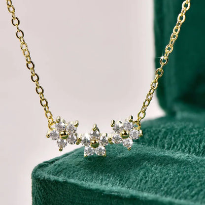 GRA Certified D VVS1 Moissanite Diamond Sweet Mini Flower Pendant Necklace for Women Chain Neck Jewelry Gifts Collares
