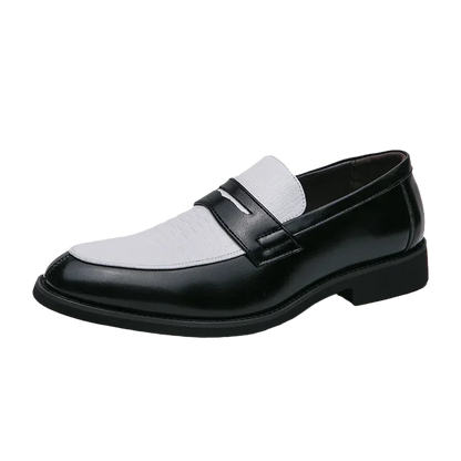 Fashion Color Mixed Mens Party Loafers Black White Business Leather Shoes Luxury Goods Summer New Coffee White Slip-On Shoes