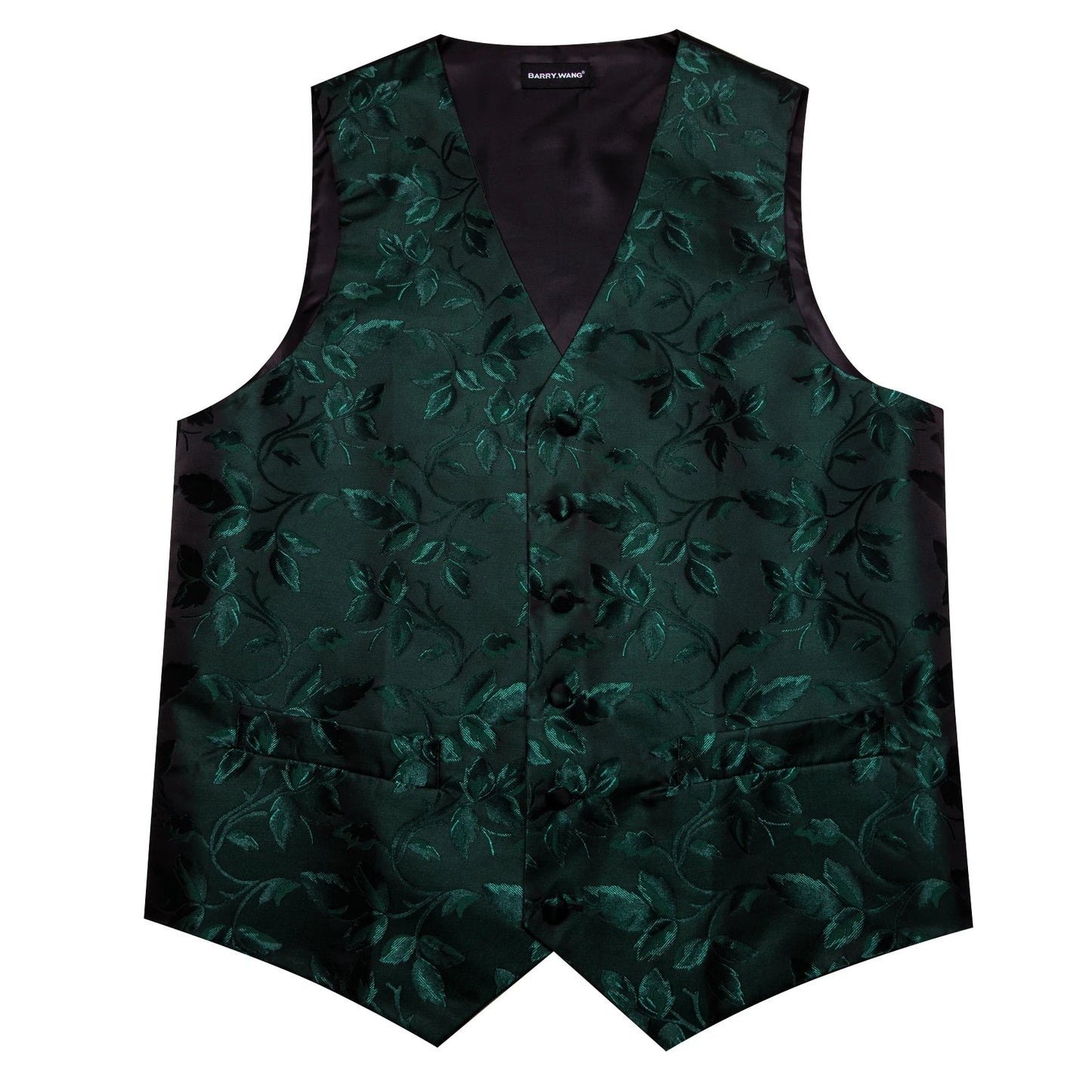 Men's Elegant Floral Vest & Tie Hanky Cufflinks Set – Formal Wine Green Blue Waistcoat for Weddings Events Party Gift