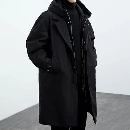 2024 Spring and Autumn New Fashion Solid Color Windproof Long Trench Coat Men's Casual Loose Large Size High Quality Coat M-5XL