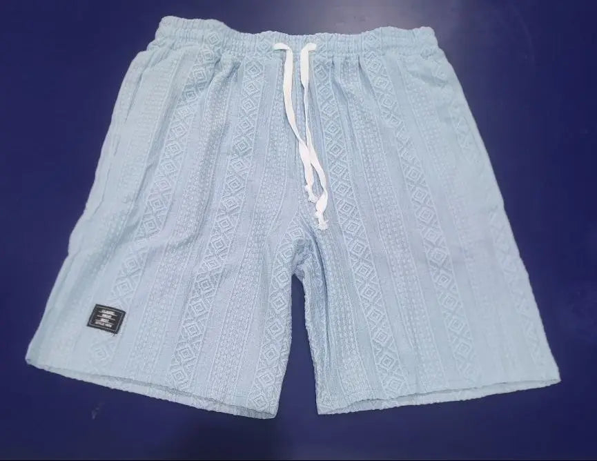 Men's Jacquard Casual Shorts Summer Harajuku Solid Sweatpants Fashion Men Short Pants Retro Men Clothes Roupas Streetwear New