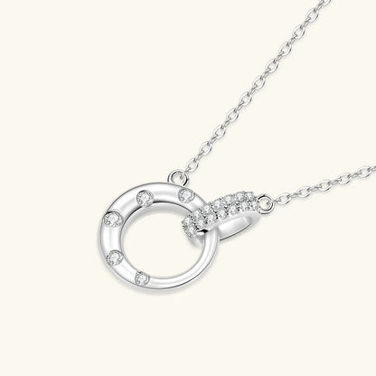 Certified Full Moissanite Necklace Exquisite 925 Sterling Silver Double Circle Pendant Necklaces For Engagement Jewelry