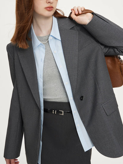 Office Lady Minimalist One Button Temperament Suit Jacket for Women in Autumn 2024 New Style Women Casual Blazer 24FS13165