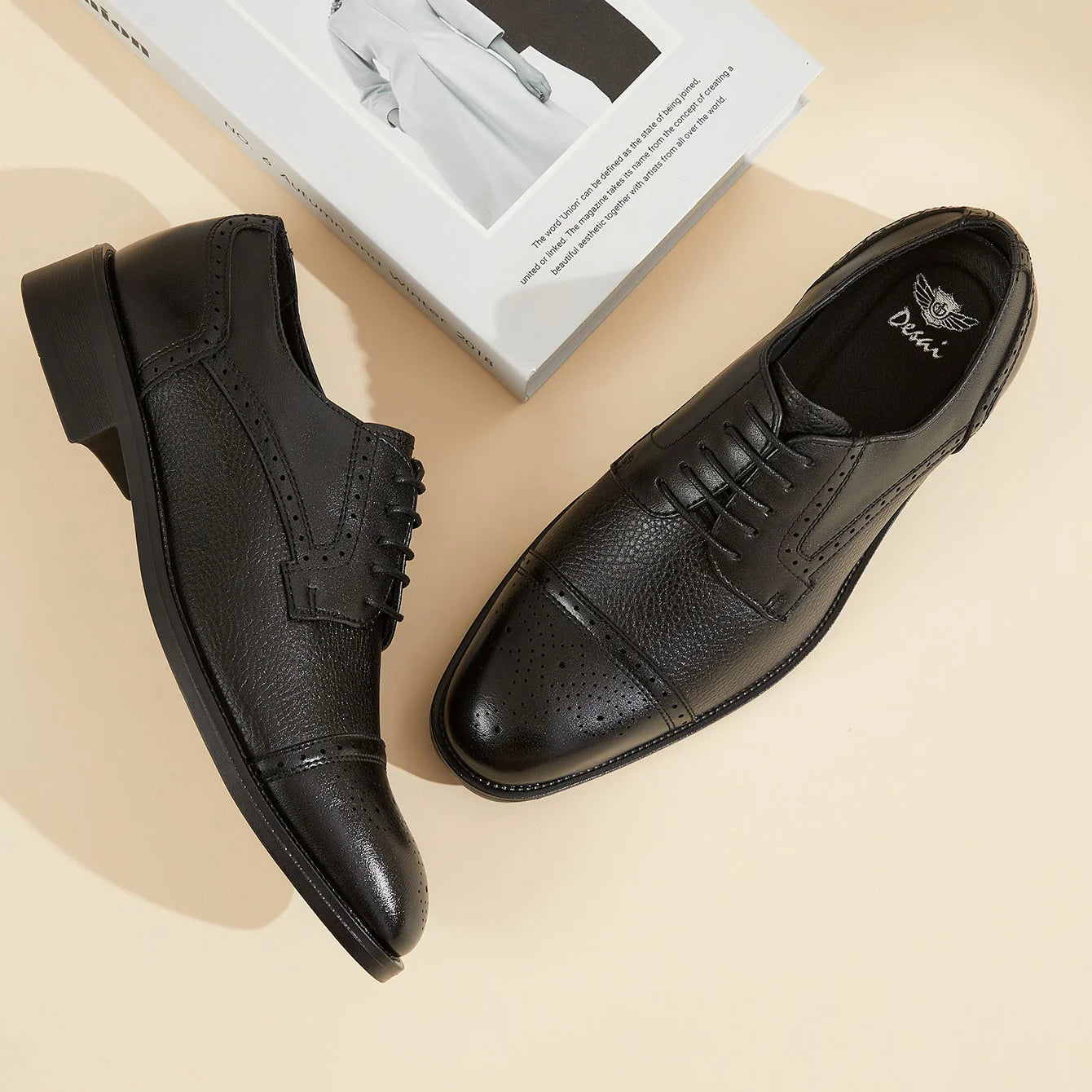 Men Summer PU Round Toe Lace Up Height Increase Business Formal Dress Shoes Breathable Anti-Slip For Office Work Shoes