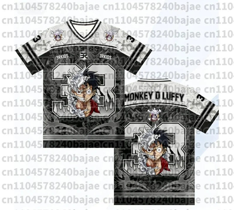 2026 New One Piece Monkey D.Luffy Zoro Anime Football Jersey Summer Plus Size Breathable Jersey Cosplay Short Sleeve T-shirt