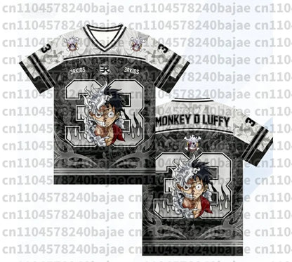 2026 New One Piece Monkey D.Luffy Zoro Anime Football Jersey Summer Plus Size Breathable Jersey Cosplay Short Sleeve T-shirt