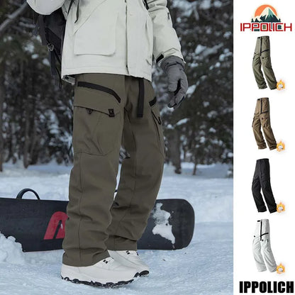 Winter Three-Tn-One Down Hiking Pants Men Windproof Waterproof Antifouling 90 White Duck Down Removable Liner Outdoor Sport Pant