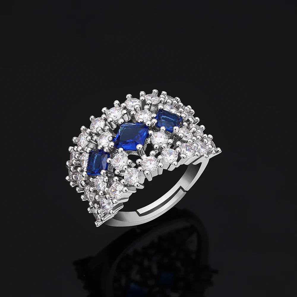 2025 New 4-piece Ring Cubic Zirconia Bridal Wedding Jewelry Set, Dubai Nigeria Crystal Wedding Jewelry Set