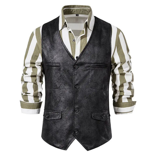 Man Vest Vintage Solid Single-breasted Male Waistcoat Slim V-neck Sleeveless Business Casual Versatile Men Suit Vest