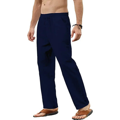Cotton and Linen Pants Men Summer Straight Leg Casual Quick Drying Sports Pants Men Wide Leg Oversized Linen Pants 2025 New Item