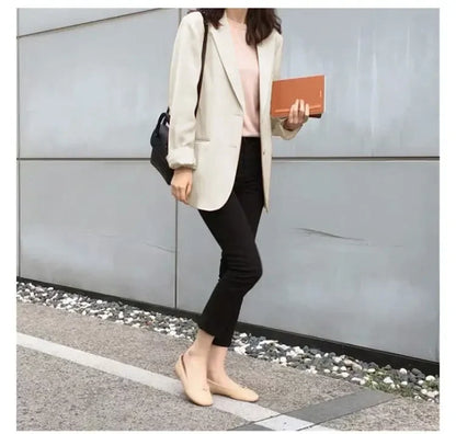 Chic Black Women's Short Suit Jacket Korean Style Casual High-End Feeling Spring Autumn New Fashion Polyester Fiber Coat