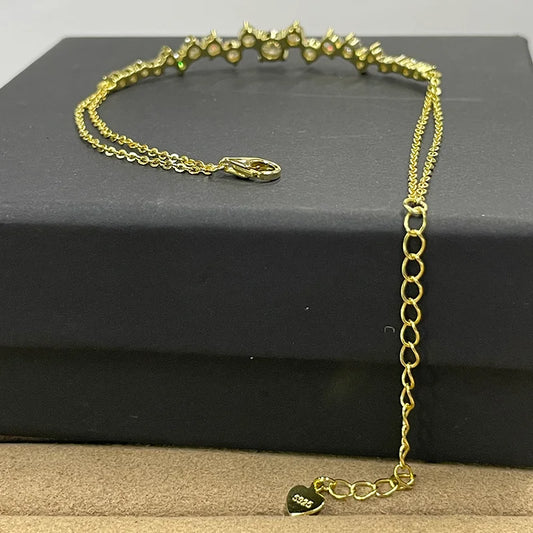 Bracelet en Moissanite avec Certificat, en Argent Sterling 925, Bracelets Réglables à Double Chaîne pour Femmes, Cadeau de Bijoux de Mariage