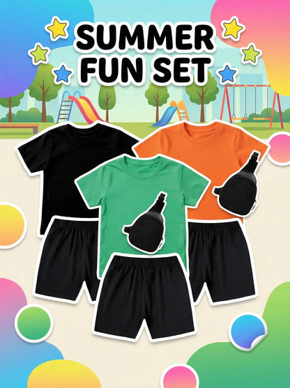 CR7 Ronaldo 67 Print Kids Cotton T Shirt Short Sleeve Casual Top with Mini Chest Bag Set for Boys Girls