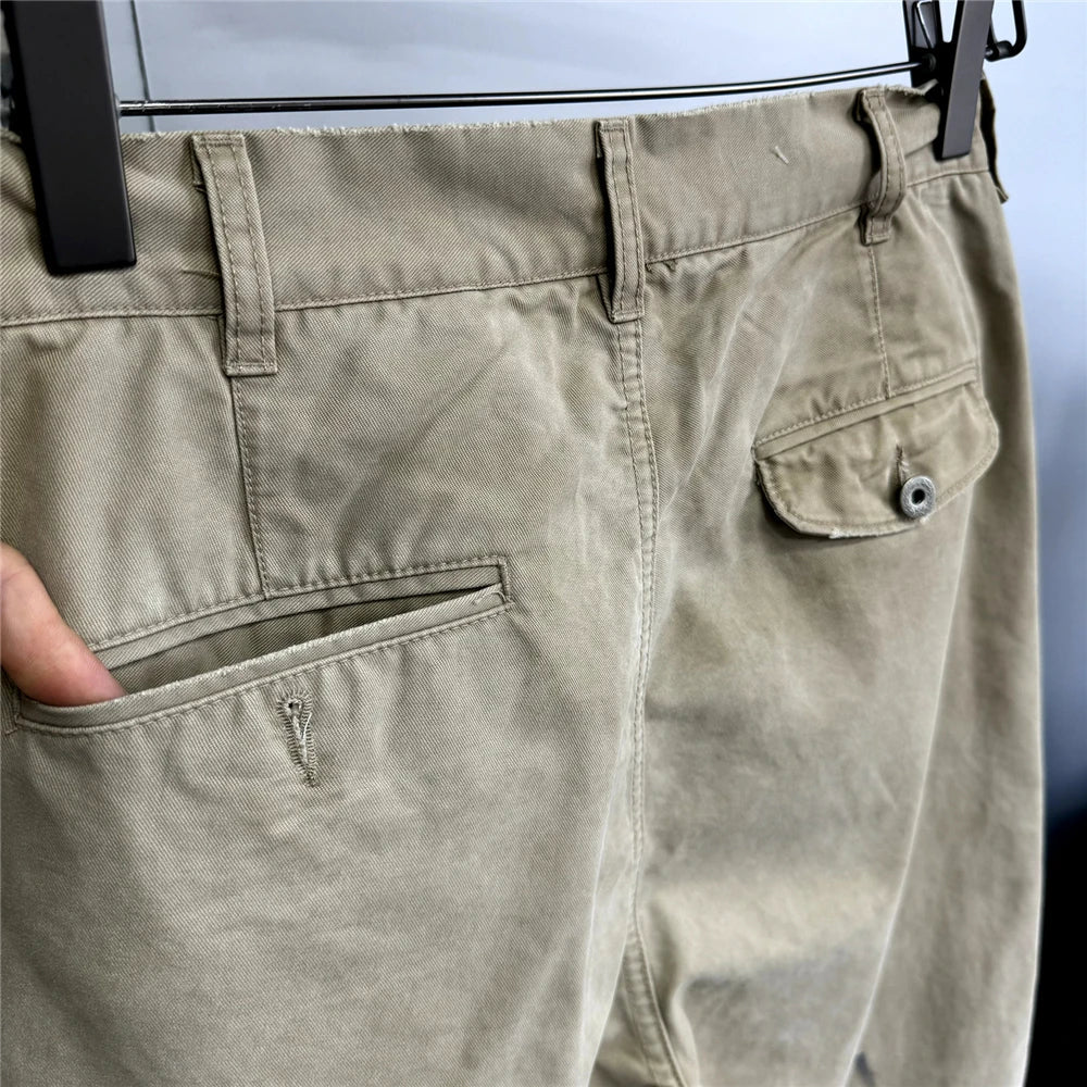 ‌Japanese Premium Vintage Distressed Paint Splash Cargo Pants Men Streetwear Loose Casual Straight Leg Haram Trousers Trendy
