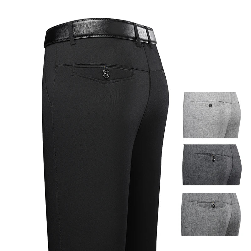 New Spring Summer Men's Linen Pants Male Dress Pants Solid Color Artificial Linen Suit Pants