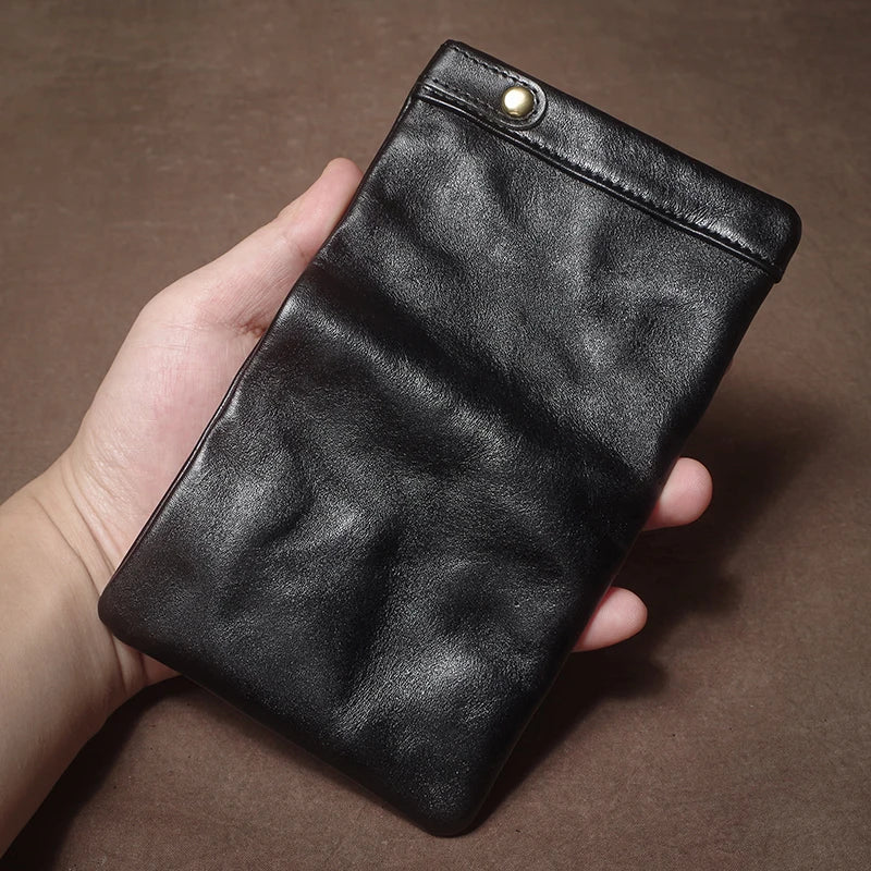 Retro Genuine Leather Short Wallet Men and Women Bifold Money Clip Credit Card Holder with Zipper Coin Pocket Small Purse
