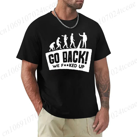 Evolution Themed Humor Print Men's T-Shirt Clothing Oversized Humorous Graphic Tee Shirts for Women Tops Tees Hip Hop Streetwear