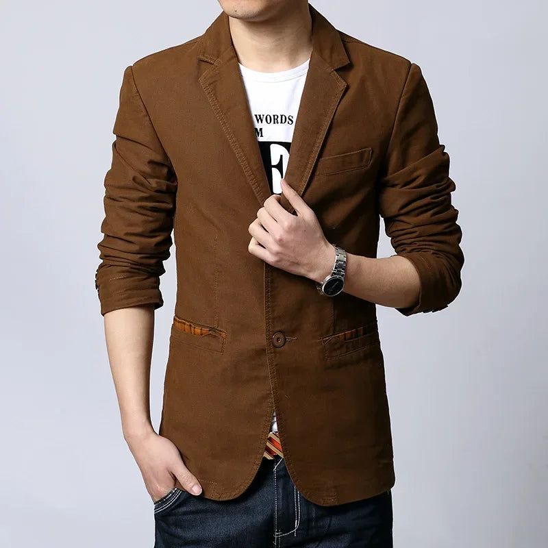 Plus Size M-6XL Fashion Men's Casual Slim Fit Blazer Spring Autumn Two Buttons Suits Jacket Men Outwear Masculine Blazer FS-119