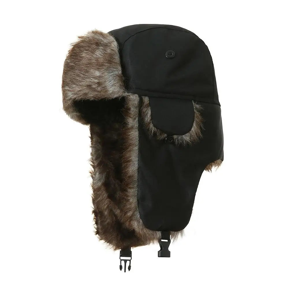 Men Women Trapper Bomber Hats Russian Ushanka Warm Winter Fur Earflap Hat Outdoor Sports Skiing Hunting Fishing Plush Cap