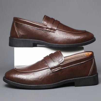 Mens Casual Leather Shoes Comfortable Slip on Loafers Leather Dress Shoe Classic Business Footwear zapatos para hombre chaussure