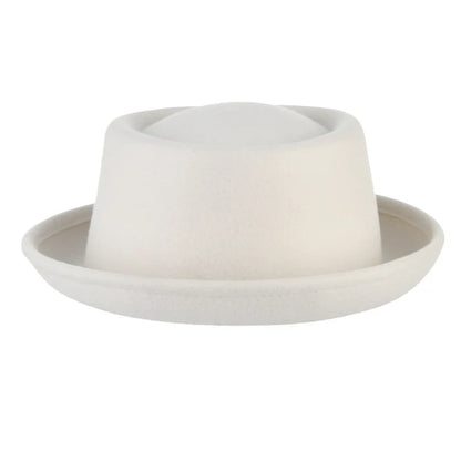 100% Wool Pork Pie Fedora Hat for Women Men Autumn Winter Felt Curved Brim Porkpie Hat