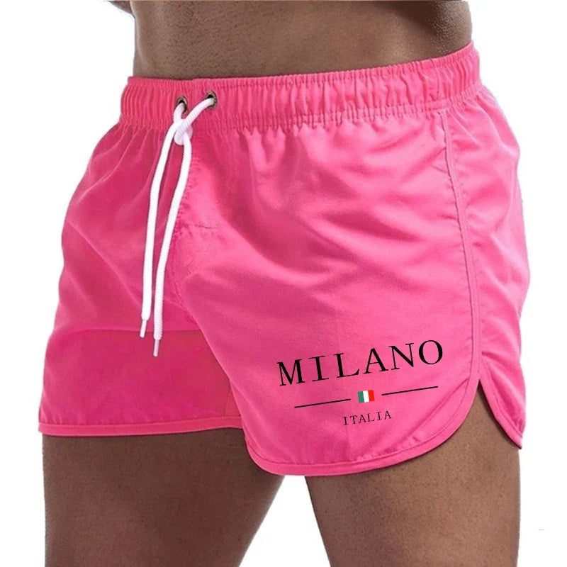 2026 Summer Men's Beach Shorts Urban Print Beach Trunks Jogging Casual Pants Quick Drying Swimming Homme Surf Lightweight Shorts