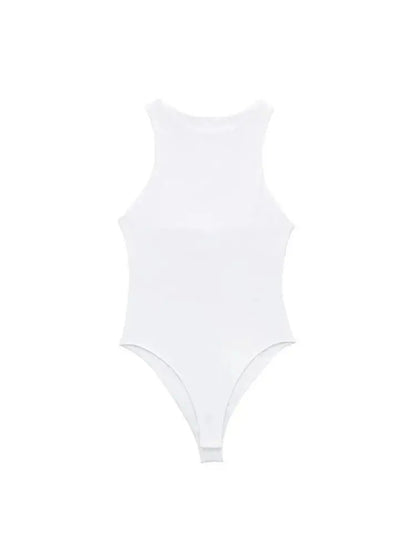 Women Fashion With Halter Neck Skinny Bodysuit Sexy Sleeveless Snap-button Female Playsuits Mujer