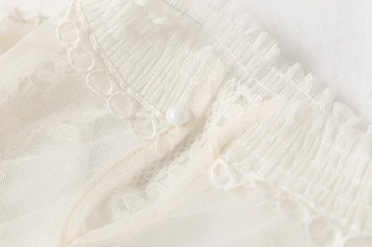 Lace Flower Mesh Summer Dress Women Lantern Sleeve White Casual Dresses Female Party Vintage Slim Women Dress 2 Piece Sets 12041