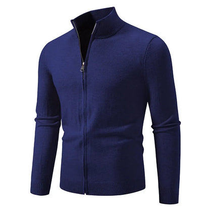 Men's Knit Zipper SweaterCoats Slim Fit Sweaters Stand Collar Fall Winter Cardigan Sweater Jumper Warm Streetwear