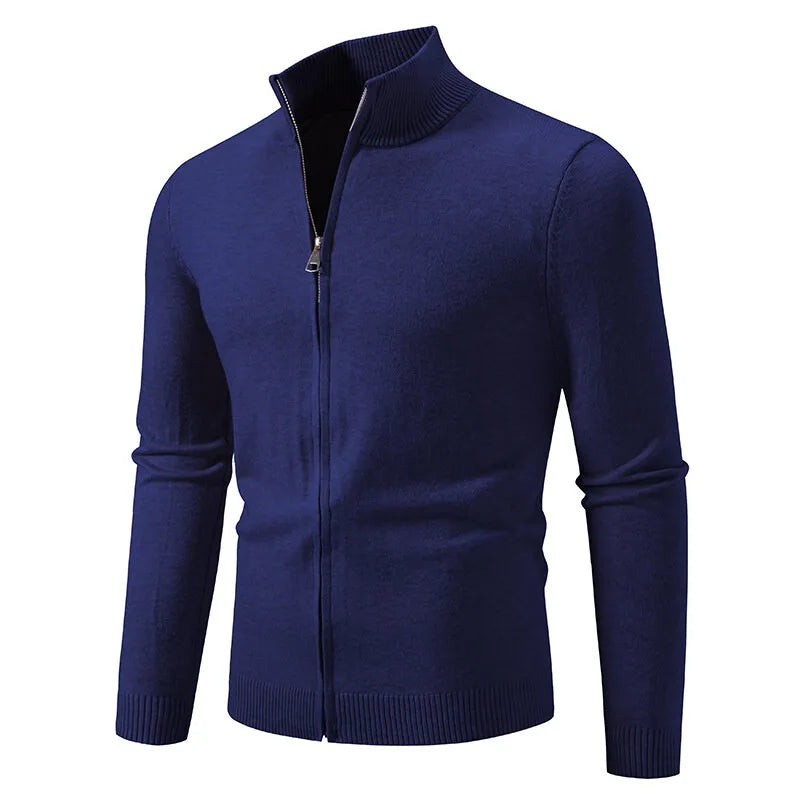 Men's Zipper SweatCoats Casual Cardigan Sweaters Stand Cold Blouse Knitwear Winter Outdoor Jumper Warm Streetwear