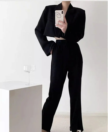 Fashion Women Short Blazer White Basic Jackets Top Elegant Solid Long Sleeve Open Front Coats Casual Short Outwear Office Coat