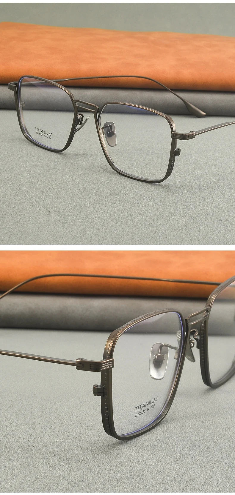 Ultralight Pure Titanium Frames Business Retro Square Men's Reading Glasses Anti-blue Light Customized Myopia DTX125