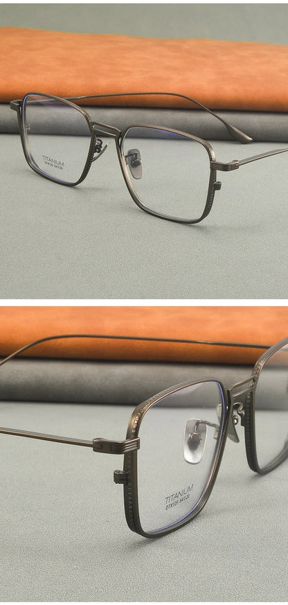 Ultralight Pure Titanium Frames Business Retro Square Men's Reading Glasses Anti-blue Light Customized Myopia DTX125