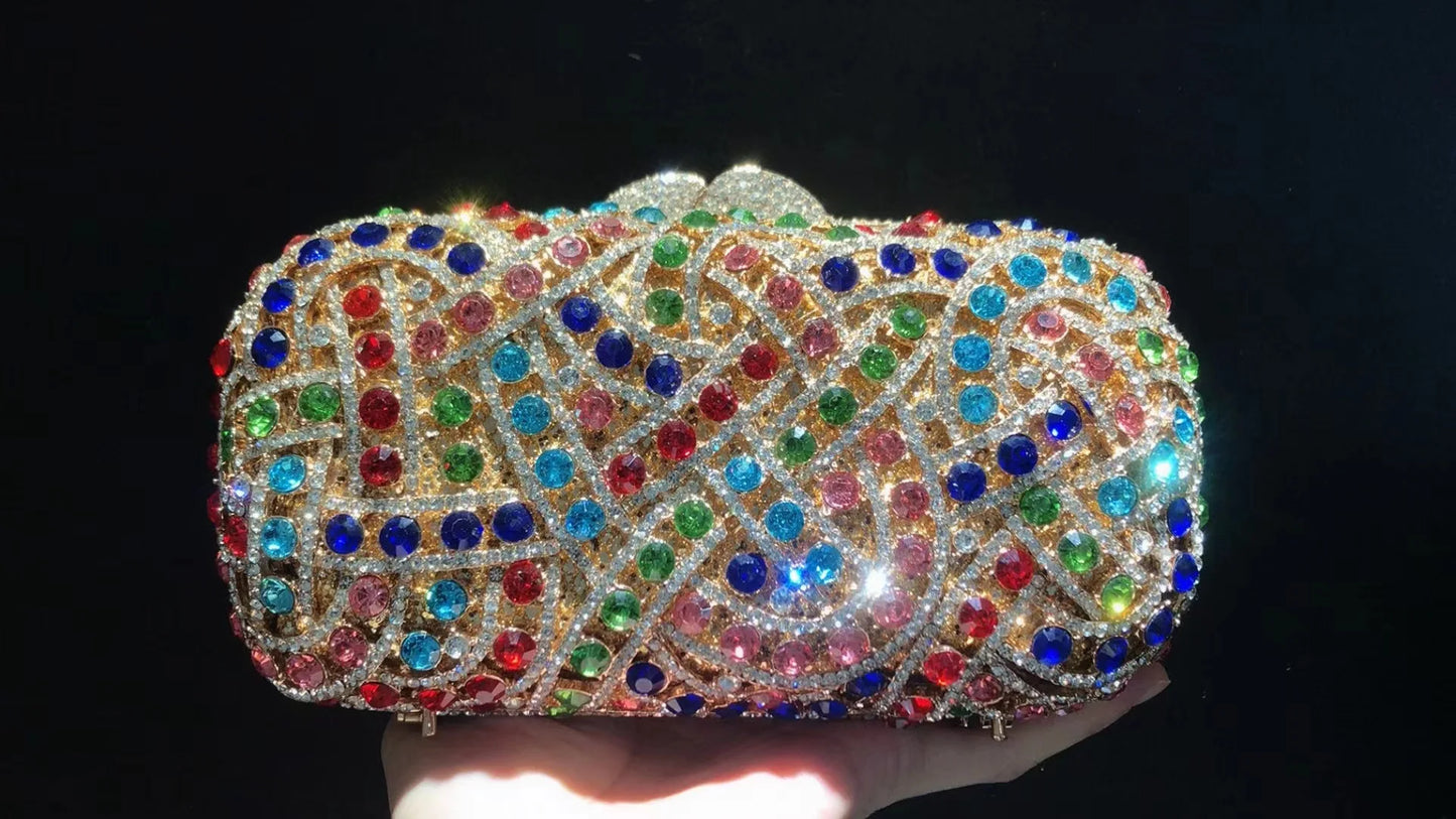 Women Hollow Out Diamond Evening Bag Wedding Party Banquet Bag Crystal Clutch Bag Rhinestone Dress Bag Luxury Designer Handbags
