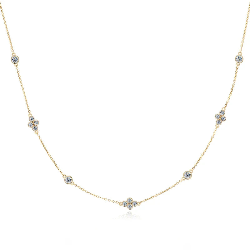 3mm&2mm Moissanite Choker Necklaces Collar Plata 925 Sterling Silver Clavicle Chain Necklace For Women Neck Jewellry Gift