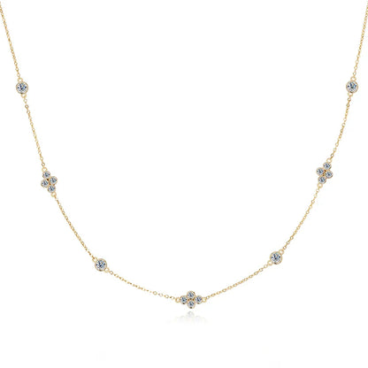 3mm&2mm Moissanite Choker Necklaces Collar Plata 925 Sterling Silver Clavicle Chain Necklace For Women Neck Jewellry Gift