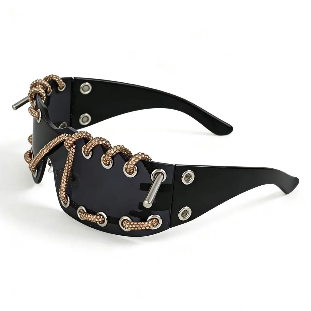 Punk Y2k sunglasses women Frameless  Sunglasses Crystal Chain One-piece Party Shades Bling Streetwear Luxury Accessories