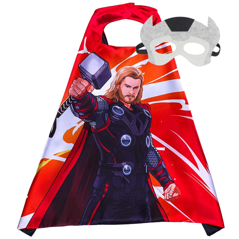 Halloween Super Hero Masquerade Mask Cape Cloak Anime Spider Man Batman Cloak Action Figure Marvel Toys Cosplay Party Gift