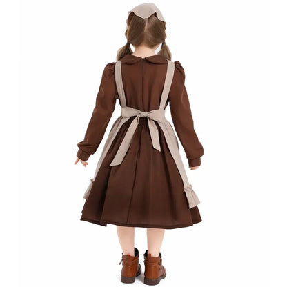 Kids Poor Clothes Cosplay Cinderella Maid Costume Colonial Farm Village Girl Pioneer Prairie Dress