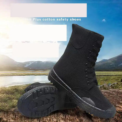 36-46 Mens Boots Spring Autumn Male Canvas Botas Lace-Up Shoes High Top Booties Solid Color Zapatos Ankle Motorcycle Footwear Y3