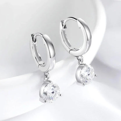 0.5-2CT Brilliant Cut Moissanite Drop Earrings for Women Classic 3 Prong Wedding Fine Jewelry S925 Sterling Silver 100%