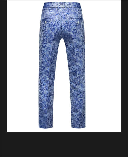 New Men Luxury Jacquard Suit Pants Fashion Wedding Party Groom Dress Trouser