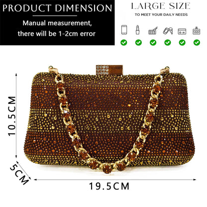 High Heels Shoes for Women Embroidery Rhinestone Italian Design Gold Color Pointed Toe Shoes and Bags Set Fashio