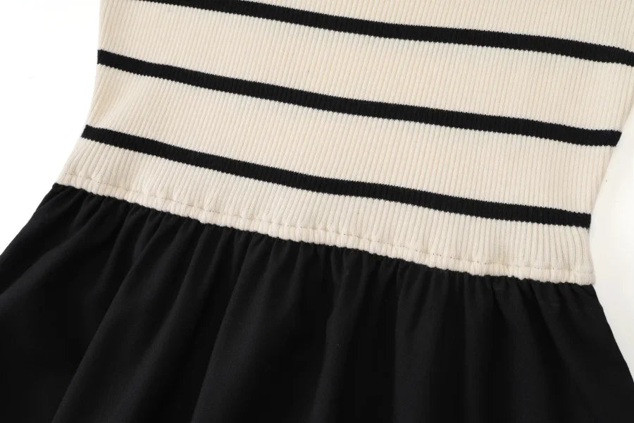 AS AW25 stripe knitting cardigan + sleeveless patch dress maxi matching set for woman clothing