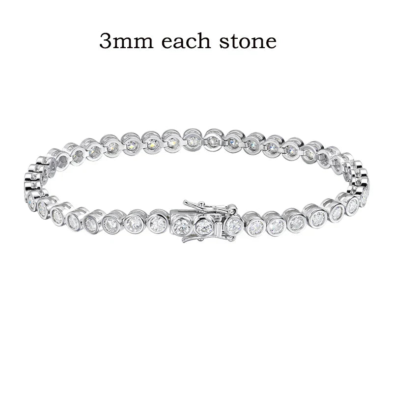 3 Colors 2/3mm Bubbles All Moissanite Tennis Bracelet for Women Men Bangles Full Diamond Pure 925 Silver Chain Jewelry