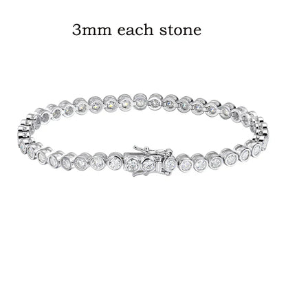 3 Colors 2/3mm Bubbles All Moissanite Tennis Bracelet for Women Men Bangles Full Diamond Pure 925 Silver Chain Jewelry